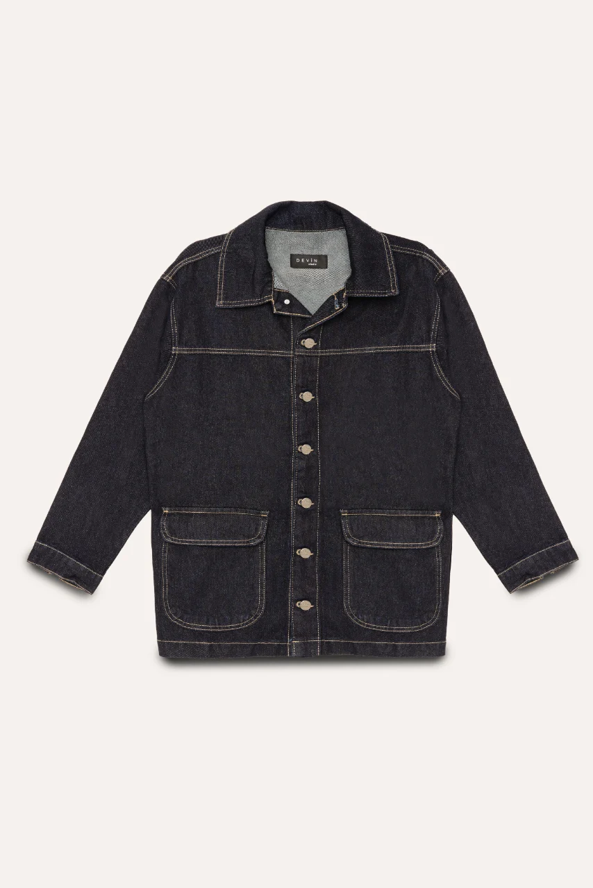Mavi - Gümüş Çizgili Oversize Denim Ceket - Görsel 3